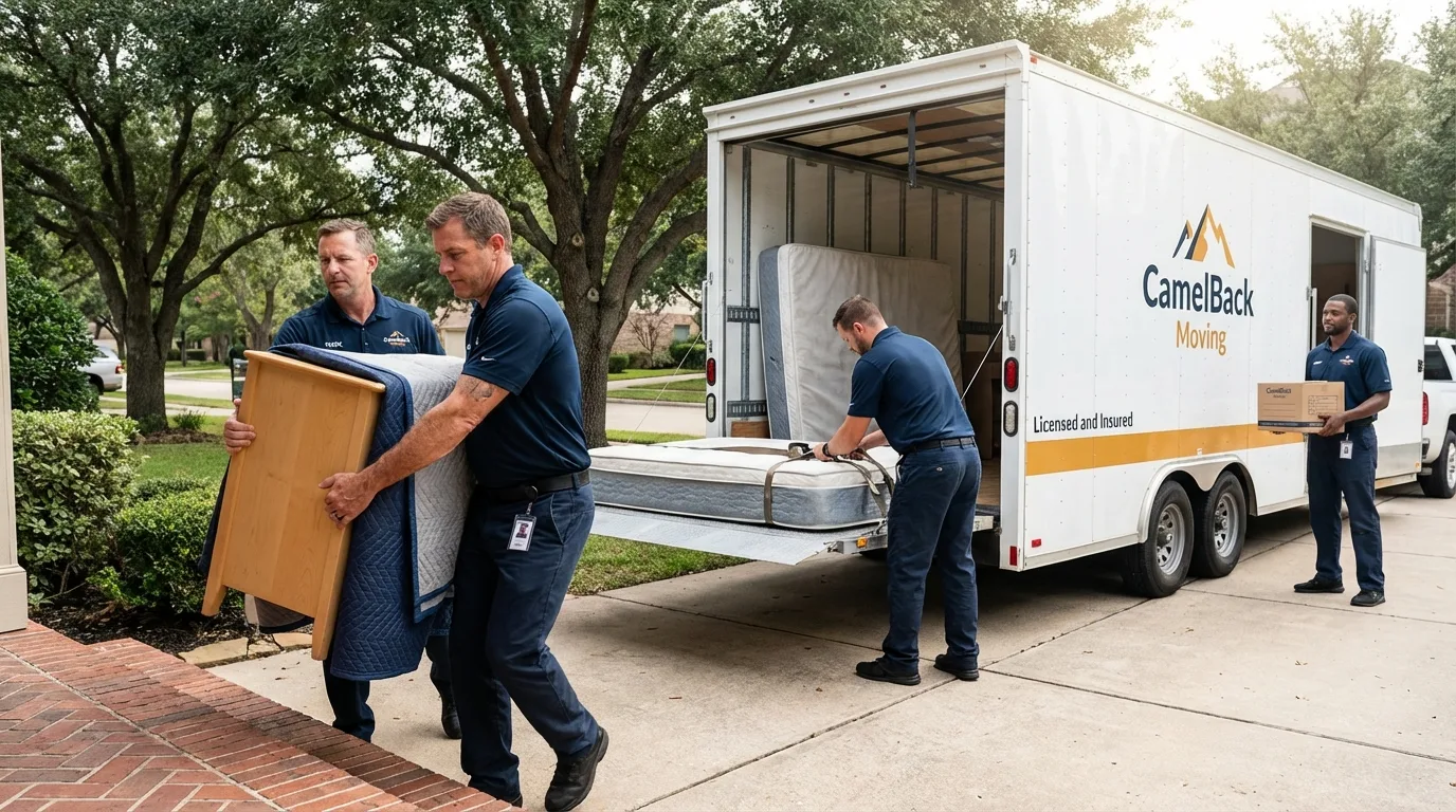 Crew loading residential truck for cross-state move from Carrollton, MO